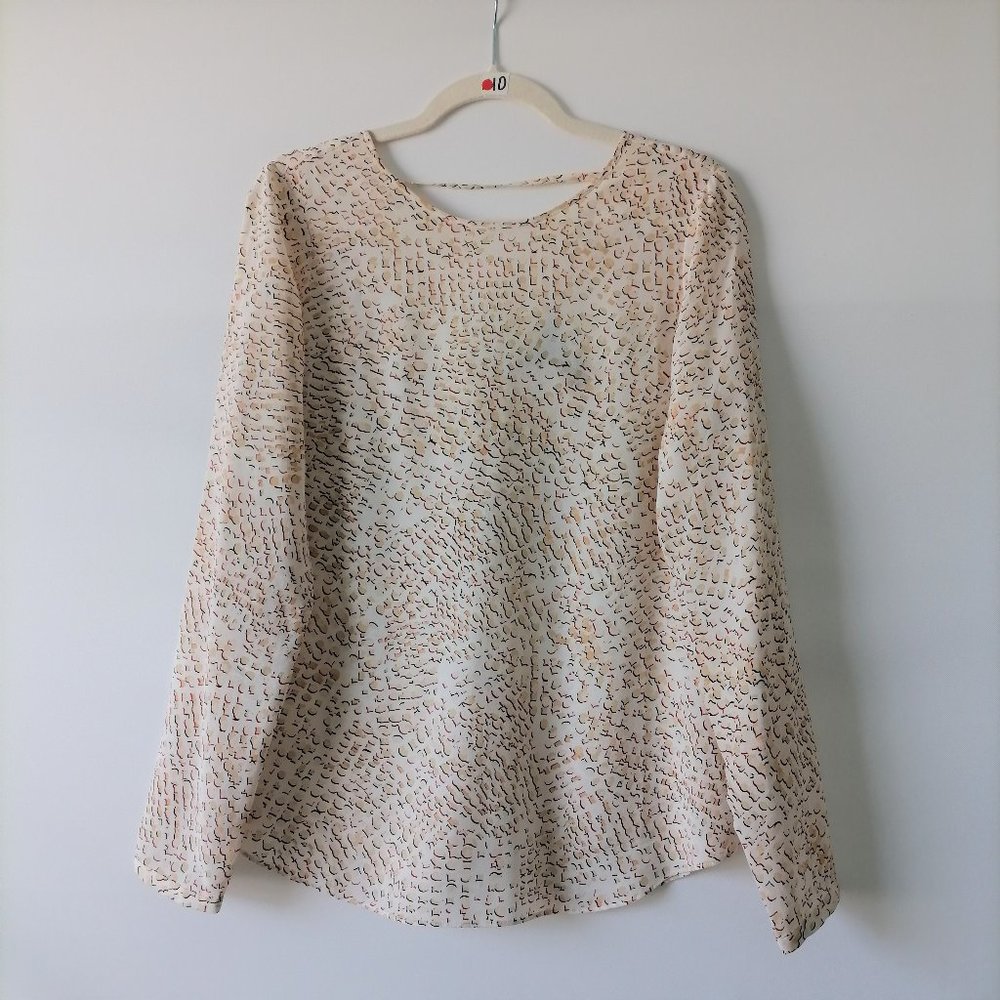 White House Black Market Womens Multicolor Textured Print Long Sleeve Top Size 6